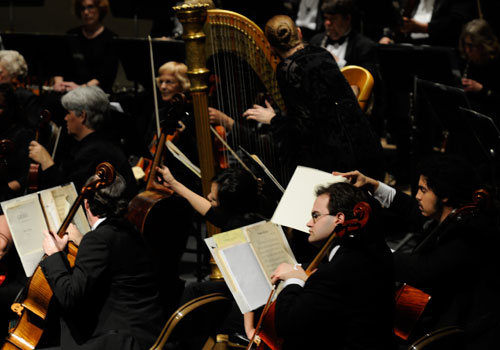 Orchestra members before concert